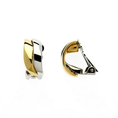 Gold & rhodium plated wave clip earrings